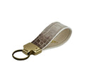 Himalayan alligator leather keychain fob with Italian cream Saffiano lining and solid natural brass hardware