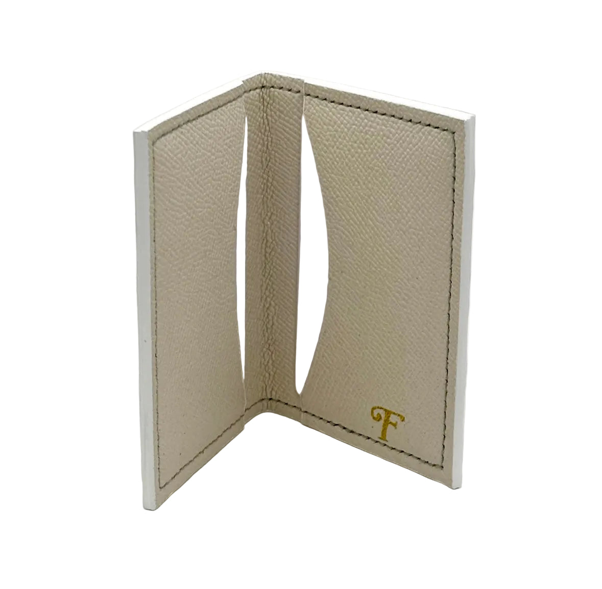 Himalayan alligator card holder interior with Italian cream Saffiano leather lining and gold Frostytch monogram