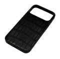 Matte black Nile crocodile leather iPhone case