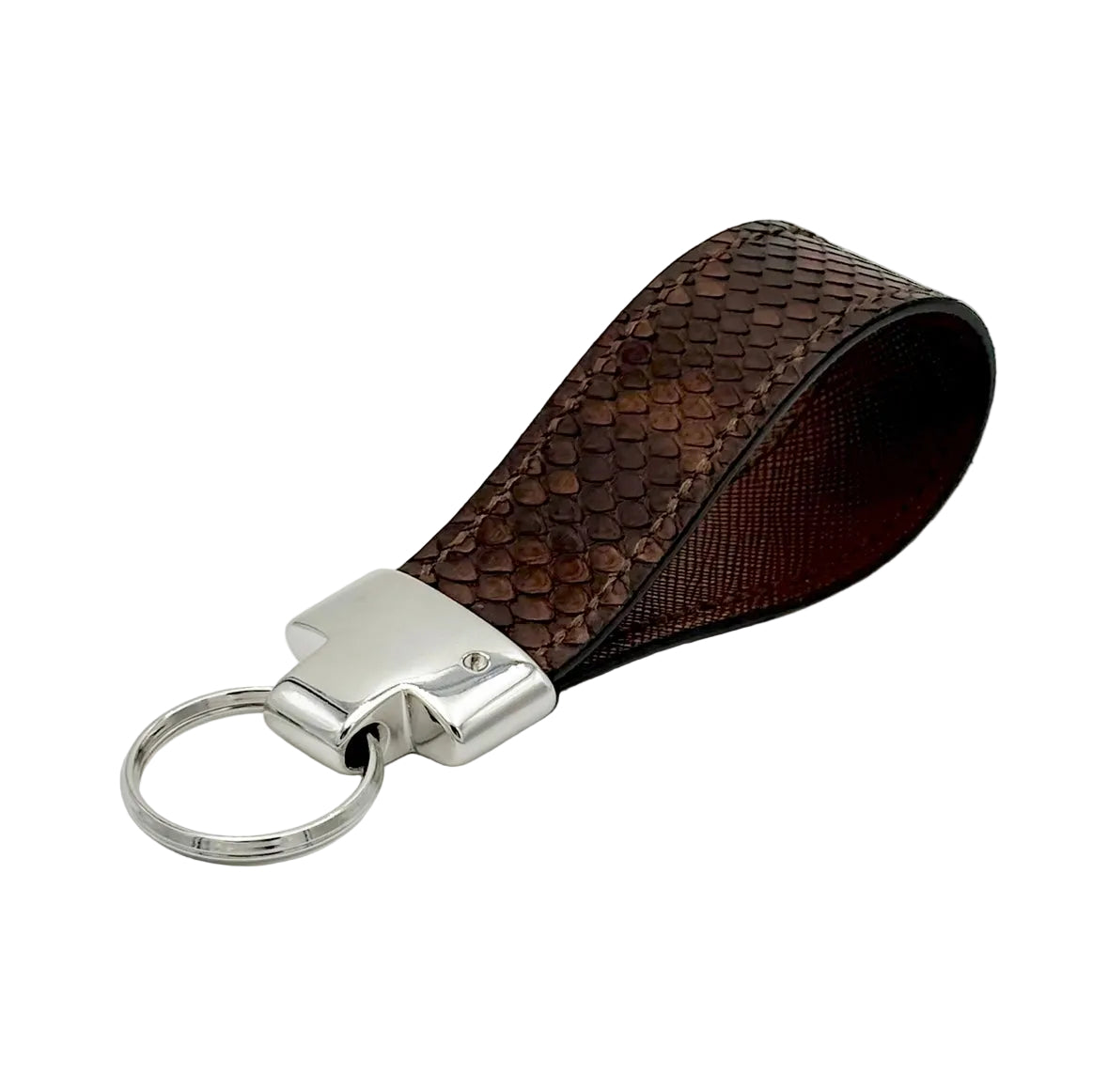 Chocolate Brown Python Keychain Fob
