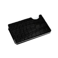 Black Nile crocodile leather and carbon fiber minimalist card holder with money clip