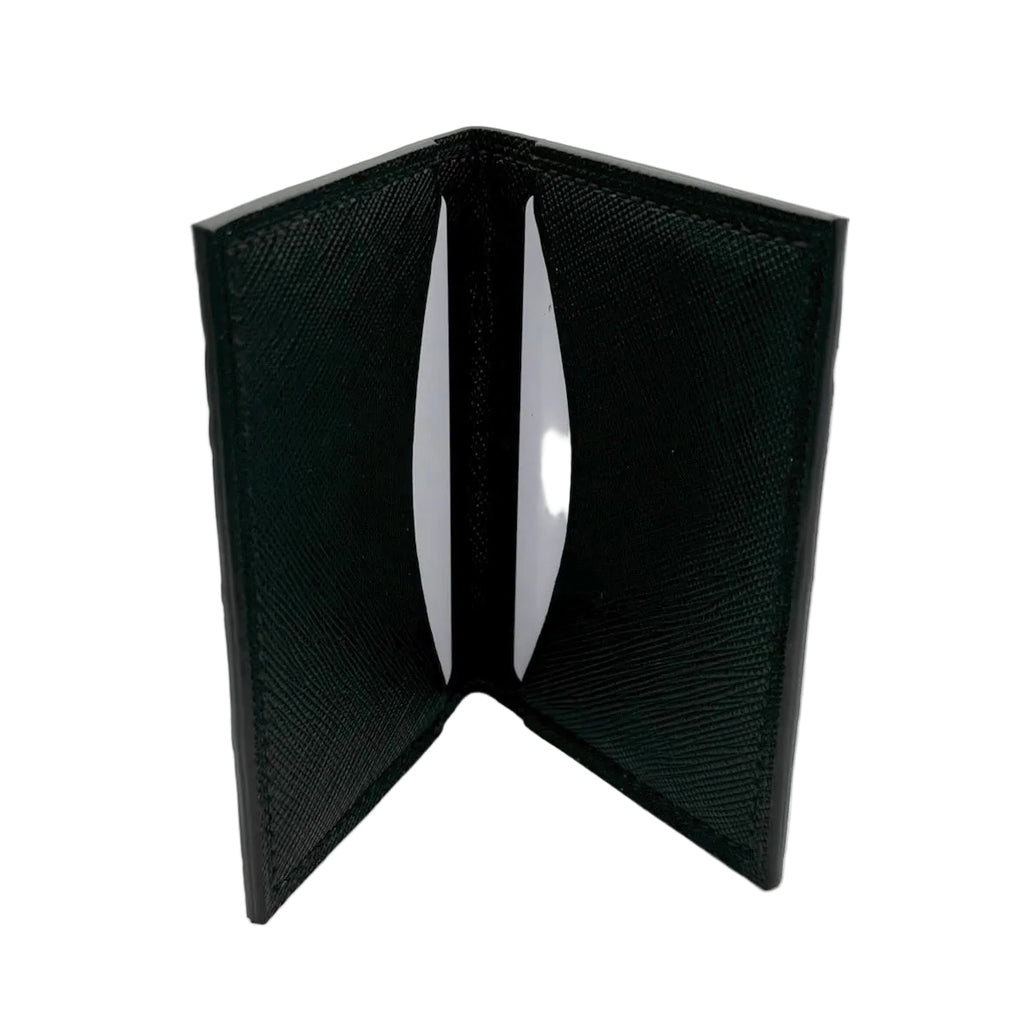 Italian black Saffiano leather interior with 2 card/cash pockets