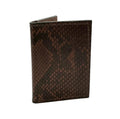 Chocolate brown python card holder exterior showing rich scale pattern