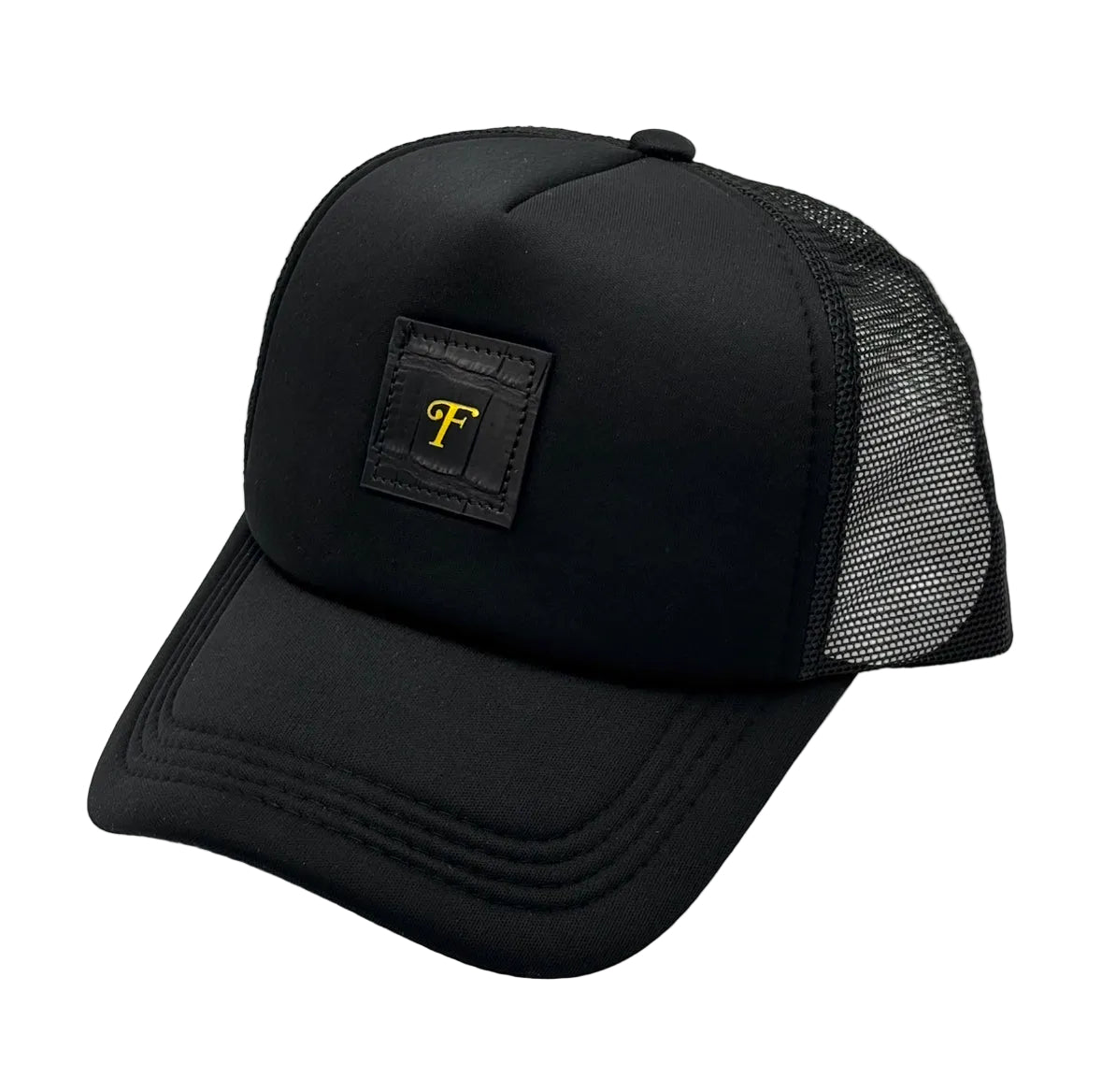 Matte Black Nile Crocodile Trucker Hat