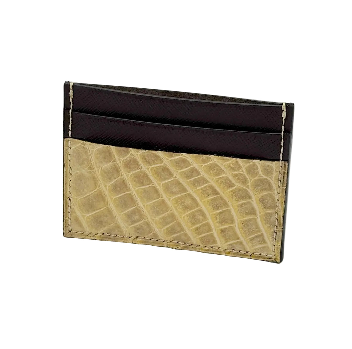 Glazed Natural Alligator Card Holder